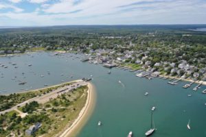 An aerial view of Edgartown on Martha's Vineyard.