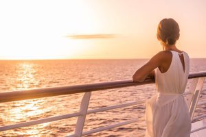 A woman enjoying a Martha's Vineyard sunset cruise.