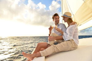 A couple on a sunset sail, one of the best Martha's Vineyard tours.