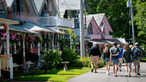 A group of people exploring a popular attraction on their Martha's Vineyard weekend getaway.